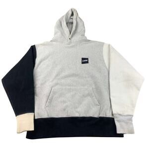 LQQK Studio Hoodie Men‎ XL Gray Colorblock Cotton Logo Patch Pullover USA Made